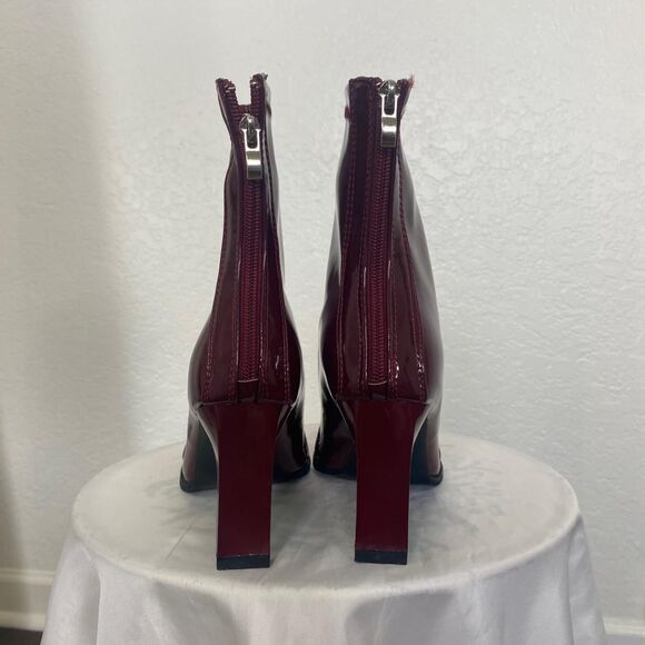 Vampy Bratty Kitten Heel Shiny Burgundy Stiletto Boots EU 38 US 7.5 - Picture 4 of 8